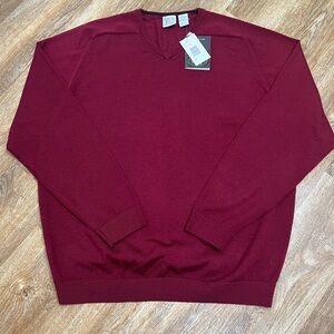 New Men’s Field Gear V-Neck Merino Wool Sweater XL Maroon